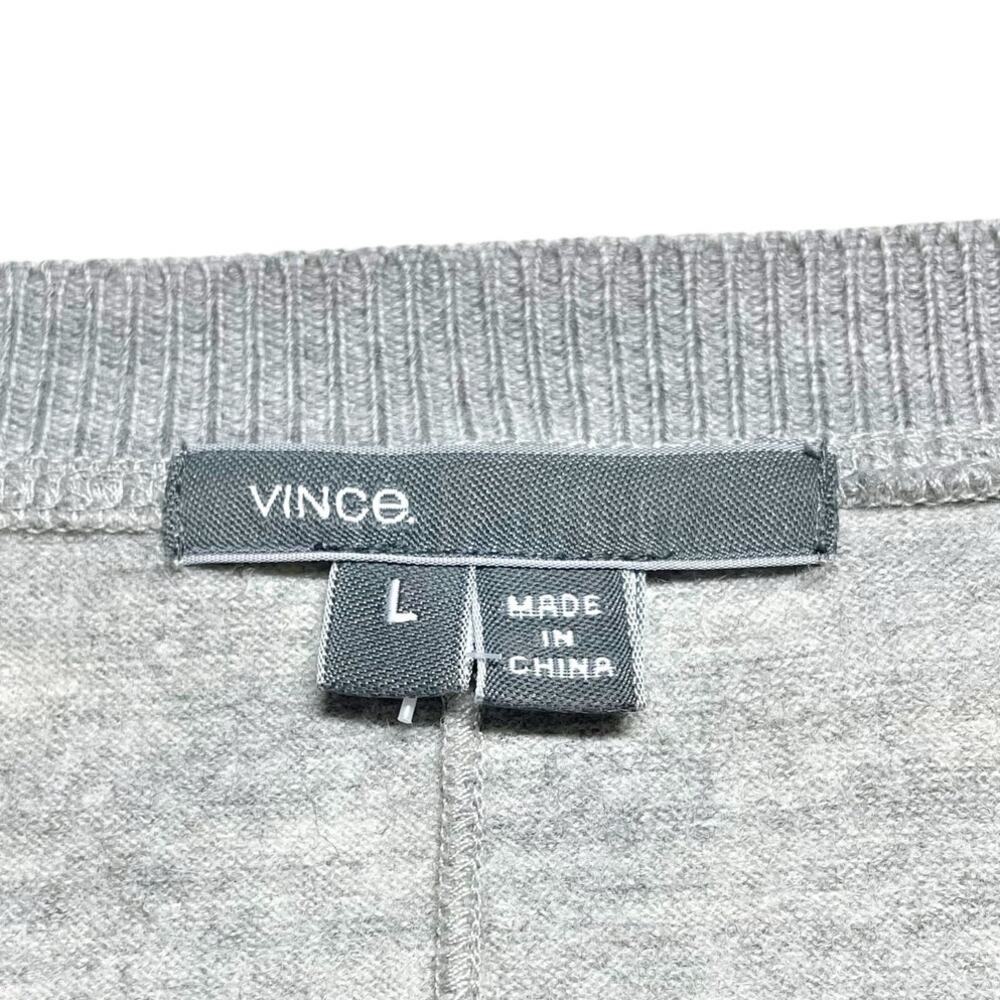 VINCE 100% Wool Soft Cuff-Sleeve Relaxed Crewneck Sweater Top Light Gray Size L - Picture 7 of 8